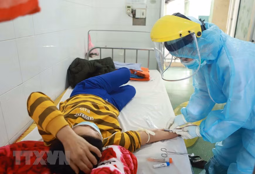 Female physicians have been joining hands with male colleagues in the fight against COVID-19. In photo: Technician Nguyen Thi Hang in Vinh Phuc provincial Centre for Diseases Control examines a specimen at Quang Ha general health clinic in Binh Xuyen district (Photo: VNA)