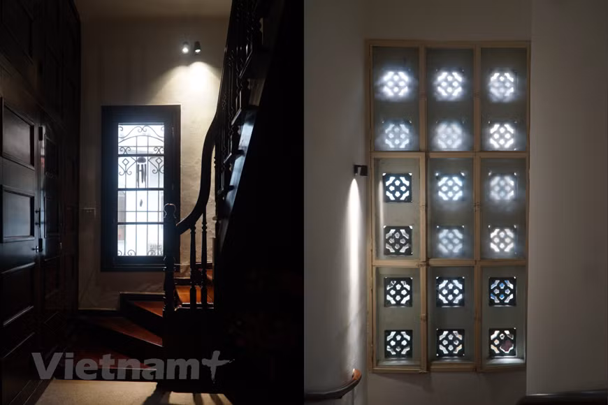 The interior architecture follows Western style. The mansion’s floor and stairs are paved with wood while its doors and windows are sliding. (Photo: Vietnamplus)