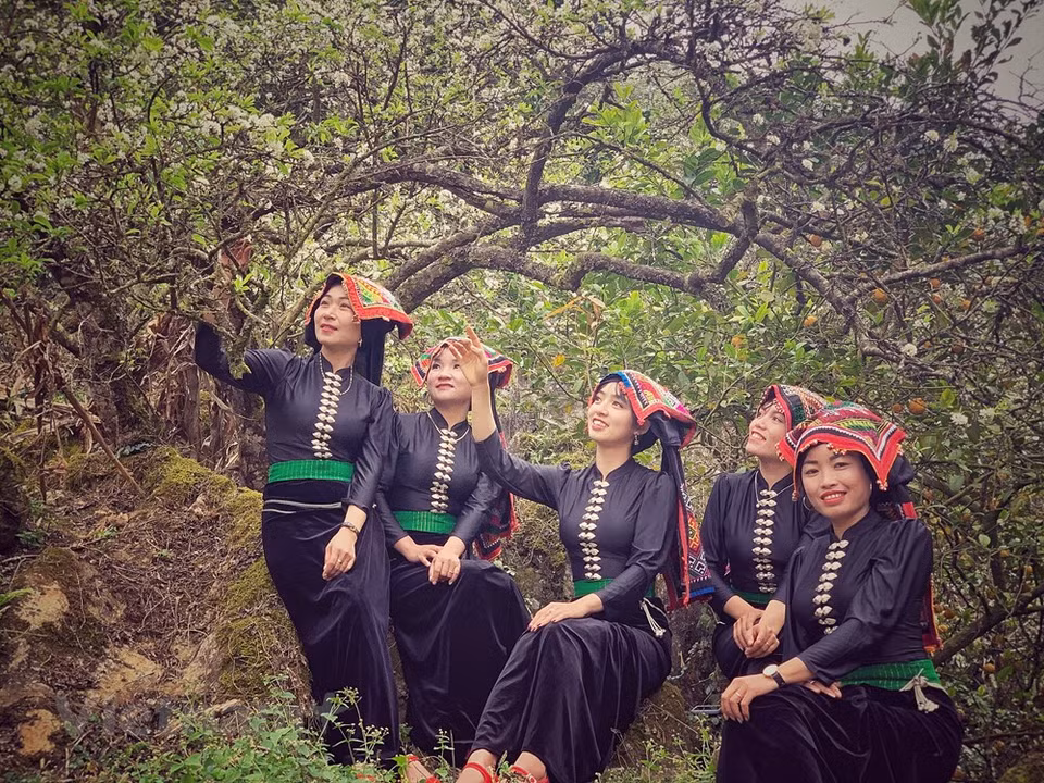 The Thai ethnic girls are also members of an art troupe of Ang village. Ang village in Dong Sang commune pioneers community-based tourism in Son La province. Locals have upgraded traditional stilt houses into communal guest houses, planted flowers and vegetables, and organized tours. Most tourists to Moc Chau love the homestay service, the beautiful nature, and the clean farm produce. The Thai minority people living in Ang village are still making their traditional handicrafts, including weaving and embroidery, and teach visitors these crafts. A unique culture, a charming landscape, and friendly locals have made Ang village a required stop when you come to Moc Chau. (Photo: Xuan Mai/Vietnamplus)
