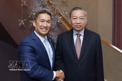 General Secretary of the Communist Party of Vietnam Central Committee and President To Lam received Acting US Secretary of the Navy Hung Cao in New York on September 22. Photo: VNA