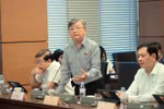 A deputy contributes his ideas at the NA's group discussion. (Photo: VNA)