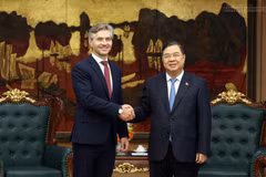 Permanent Deputy Prime Minister Pham Gia Tuc (right) meets with Lithuanian Minister of Foreign Affairs Kestutis Budrys in Hanoi on July 28. (Photo: chinhphu.vn)