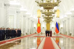The official welcome ceremony hosted by Russian President Vladimir Putin for General Secretary of the Communist Party of Vietnam Central Committee and President To Lam, his spouse, and the high-ranking Vietnamese delegation on September 9, 2026 (Photo: VNA)
