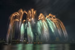 Fireworks over the banks of the Han River in Da Nang. The city's fireworks event has been chosen as one of nine must-experience summer festivals in the world by Travel + Leisure Asia. (Photo courtesy of DIFF)