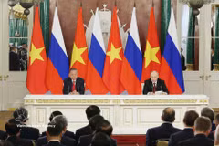 General Secretary of the Communist Party of Vietnam Central Committee and President To Lam and Russian President Vladimir Putin at the joint press conference in Moscow on September 9, 2026 (Photo: VNA)