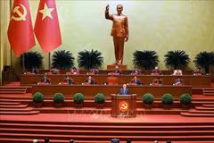 Party General Secretary To Lam delivers the 13th Party Central Committee's report on the documents submitted to the 14th National Party Congress on January 20 morning. (Photo: VNA)