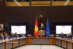 General Secretary of the Communist Party of Vietnam Central Committee and President To Lam gives a policy speech at Egmont – The Royal Institute for International Relations in Brussels on October 23, 2026. (Photo: VNA)