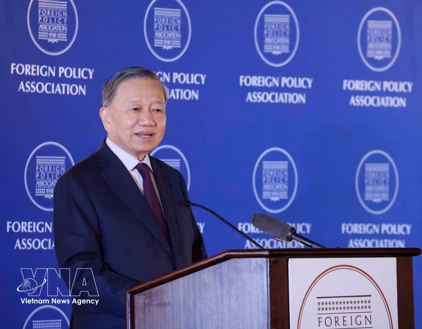 General Secretary of the Communist Party of Vietnam Central Committee and President To Lam speaks at the Foreign Policy Association (FPA) in New York on September 22, 2026. (Photo: VNA).