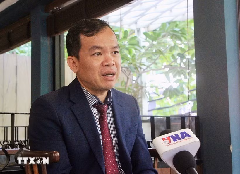 Dr. Eng Kok Thay, Secretary of State at the Office of the Cabinet of the Royal Cambodian Government, grants an interview to the Vietnam News Agency. (Photo: VNA)