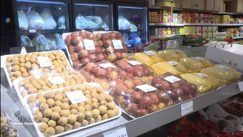 Vietnam's fresh fruits sold at a supermarket in France. Bilateral trade reached 6.3 billion USD in 2025, up 16.4% year on year, and hit 3.66 billion USD in the first six months of 2026, representing a sharp increase of 26.4% compared with the same period last year. (Photo: VNA)