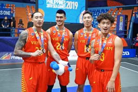 The Fantastic Four: From left to right Tam Dinh, Chris Dierker, Justin Young and Tran Dang Khoa will be competed in FIBA 3x3 Asia Cup 2025, which will take place in Singapore from March 26 to 30. — (Photo webthethao.vn)