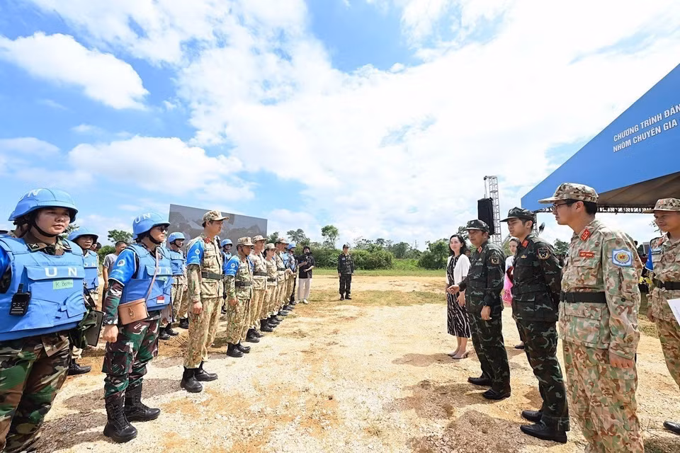 Morning of September 20, 2023: Capacity assessment exercises for UN peacekeepers conducted at the National Training Centre 4 by Vietnam's Ministry of National Defense, in collaboration with Japan's Ministry of Defense. (Photo: VNA)