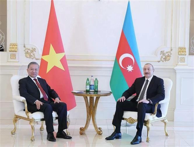 General Secretary of the Communist Party of Vietnam (CPV) Central Committee To Lam (left) and Azerbaijani President Ilham Aliyev. (Photo: VNA) lam1-1.jpg