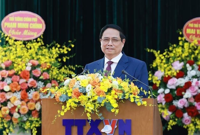 Prime Minister Pham Minh Chinh addresses the 27th Congress of the VNA Party Organisation on July 17 (Photo: VNA) vna-potal-thu-tuong-du-dai-hoi-dang-bo-thong-tan-xa-viet-nam-lan-thu-27-nhiem-ky-2025-2030-8154089.jpg