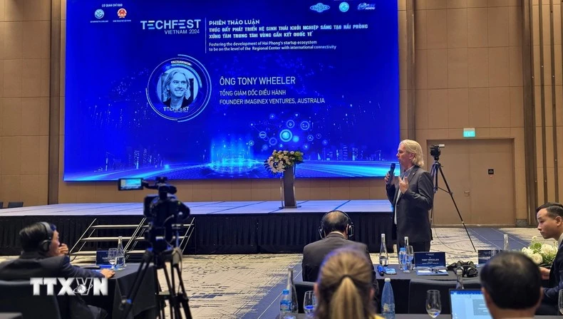 A foreign speaker addresses Techfest Vietnam 2024 (Photo: VNA)
