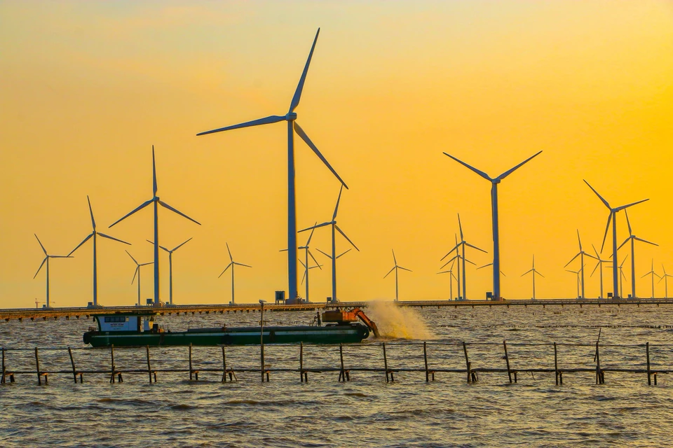 The Bac Lieu wind power plant in Vinh Trach Dong commune, Bac Lieu city, has 62 wind turbines with a combined capacity of 99.2 MW. (Photo: Duy Khương/ VNA)