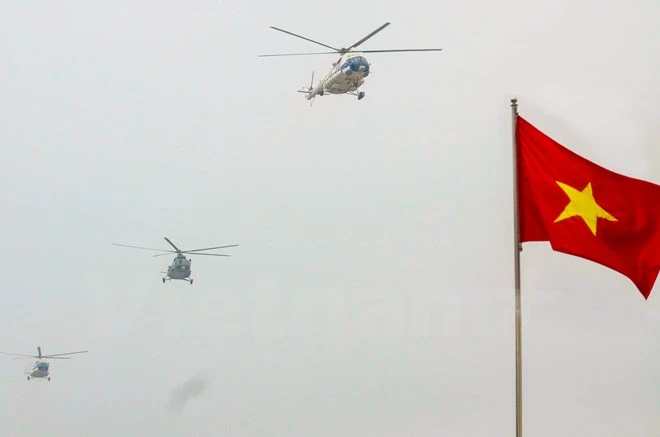  Helicopters are deployed to ensure top security during 12th National Party Congress. (Source: VNA)