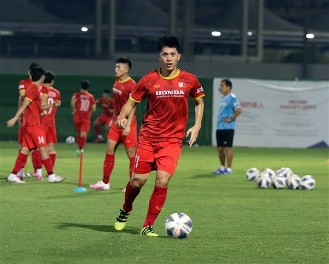 Defender Tran Dinh Trong at the training session (Photo: VFF)