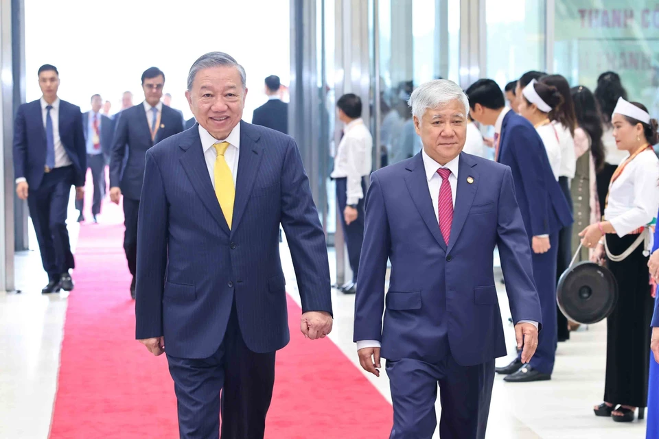 Party General Secretary and President To Lam attends the 10th National Congress of the Vietnam Fatherland Front. (Photo: VNA)