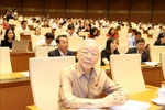 Party General Secretary Nguyen Phu Trong attends a question-and-answer session of the NA on November 7, 2023. (Photo: VNA)