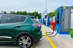 A VinFast EV at a charging station in Hanoi (Photo courtesy of VinFast)