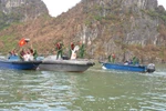 Soldiers collect garbage in Ha Long Bay, Quang Ninh province after Typhoon Yagi. (Photo: baoquangninh.vn)