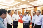 From left: Party General Secretary To Lam (3rd), Prime Minister Pham Minh Chinh, and other delegates at the meeting (Photo: VNA)