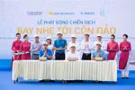 Representatives of the Con Dao district People's Committee, Vietnam Airlines and Lagom Vietnam signed a Memorandum of Understanding affirming their commitment to cooperation, starting a pioneering campaign on environmental protection (Photo: VNA)