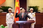 State President Luong Cuong takes the oath in front of the National Assembly and people nationwide on October 21. (Photo: VNA)