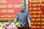 President To Lam speaks at the meeting with officials of Tra Vinh province on July 5. (Photo: VNA)