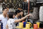 Customers at the traditional Bat Trang ceramic village. 