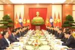 An overview of the talks between General Secretary of the Communist Party of Vietnam (CPV) Central Committee and President of Vietnam To Lam and visiting General Secretary of the Lao People’s Revolutionary Party (LPRP) Central Committee and President of Laos Thongloun Sisoulith. (Photo: VNA)