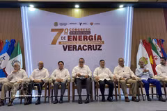Vietnamese Ambassador to Mexico Nguyen Van Hai (fourth from right) and others attend the seventh Veracruz International Energy Congress. (Photo: VNA)