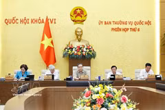 President of the National Assembly Tran Thanh Man speaks at the event. (Photo: VNA)