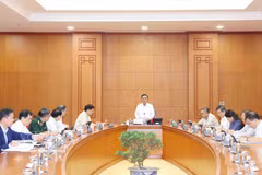 Politburo Member and Standing Member of the Party Central Committee’s Secretariat Tran Cam Tu speaks at the meeting (Photo: VNA)