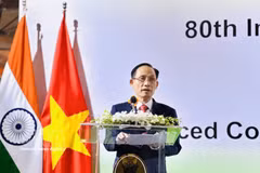 Minister of Foreign Affairs Le Hoai Trung speaks at the event. (Photo: VNA)