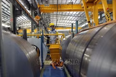Producing steel coils for export at the JFE Shoji Hai Phong Steel Co. Ltd, a Japanese-invested enterprise at the VSIP Hai Phong Industrial – Urban Complex. (Photo: VNA) 