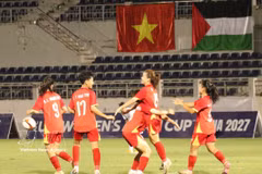 U17 women’s players of Vietnam celebrate after taking a 1–0 lead against Kyrgyzstan on October 11, 2026. (Photo: VNA)