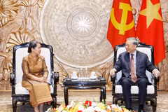 Party chief To Lam receives Cambodian CPP vice President Men Sam An (Photo: VNA)