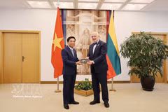 National Assembly Vice President Senior Lieutenant General Nguyen Doan Anh (L) meets with Lithuanian Speaker of Parliament Juozas Olekas. (Photo: VNA) 