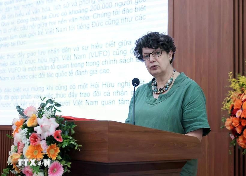 German Ambassador to Vietnam Helga Mararete Barth speaks at the event (Photo: VNA)