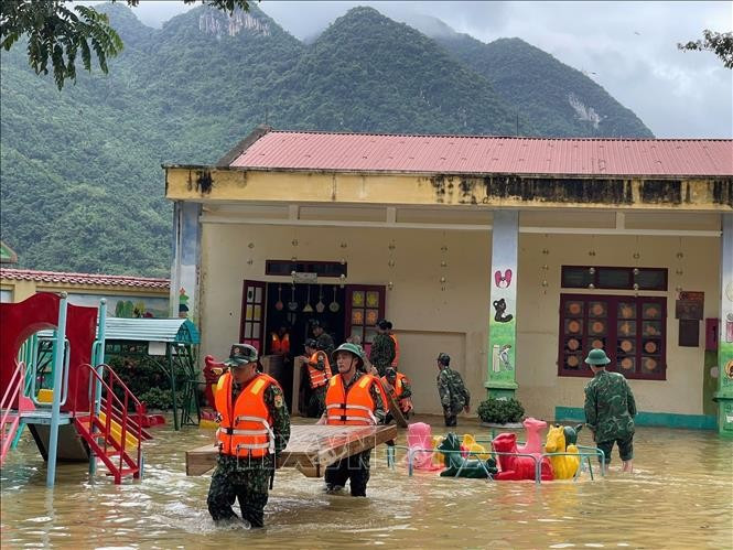 The Thiet Ong pre-school in Thanh Hoa province affected by recent flooding (Photo: VNA)