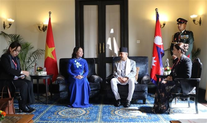 Vietnamese Vice State President Vo Thi Anh Xuan (left) and Nepali Vice President Ram Sahaya Prasad Yadav (Photo: VNA)
