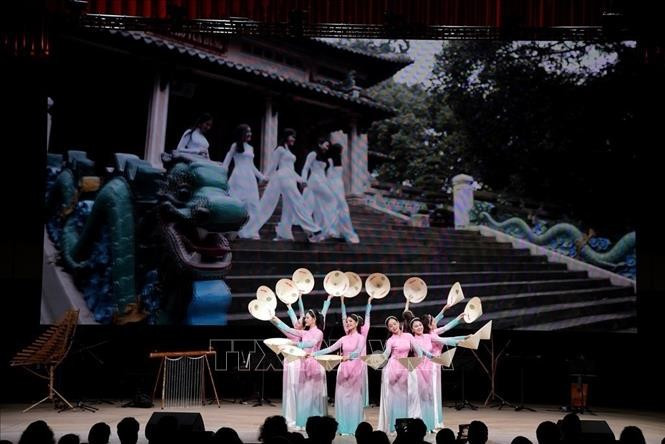A dance performance by artists from the Vietnam Contemporary Art Theater at the Vietnam Cultural Days in Russia on July 2, 2024. (Photo: VNA)