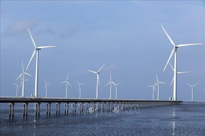 Wind turbines constructed off the coast of Ca Mau. (Photo: VNA)