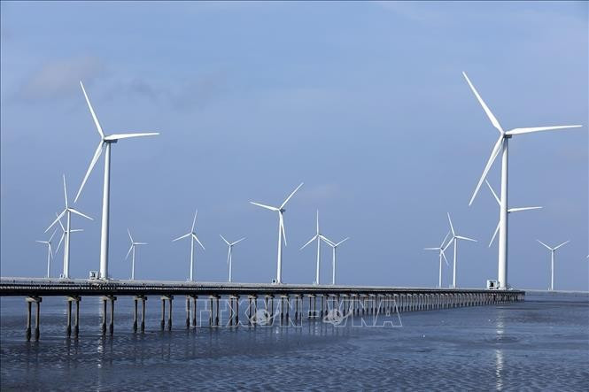 Wind turbines constructed off the coast of Ca Mau. (Photo: VNA)