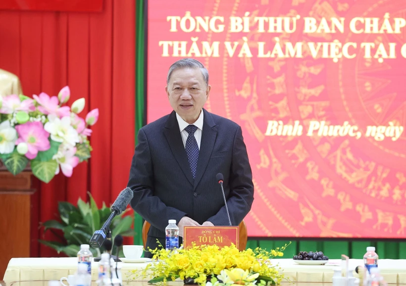 Party General Secretary To Lam addresses the working session (Photo: VNA)