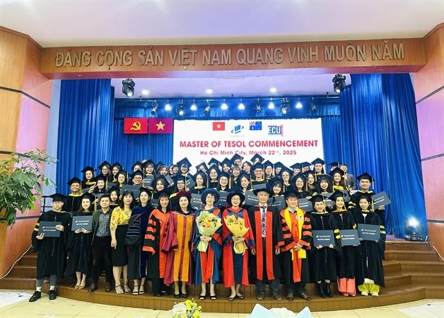 Vietnamese students on Saturday got master’s degrees through the TESOL joint programme between the HCM City Open University and the Australian Edith Cowan University. (Photo: VNS)