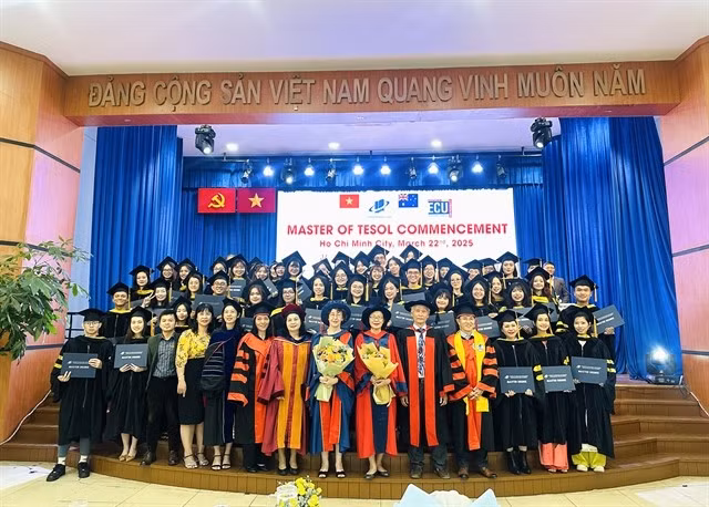 Vietnamese students on Saturday got master’s degrees through the TESOL joint programme between the HCM City Open University and the Australian Edith Cowan University. (Photo: VNS)