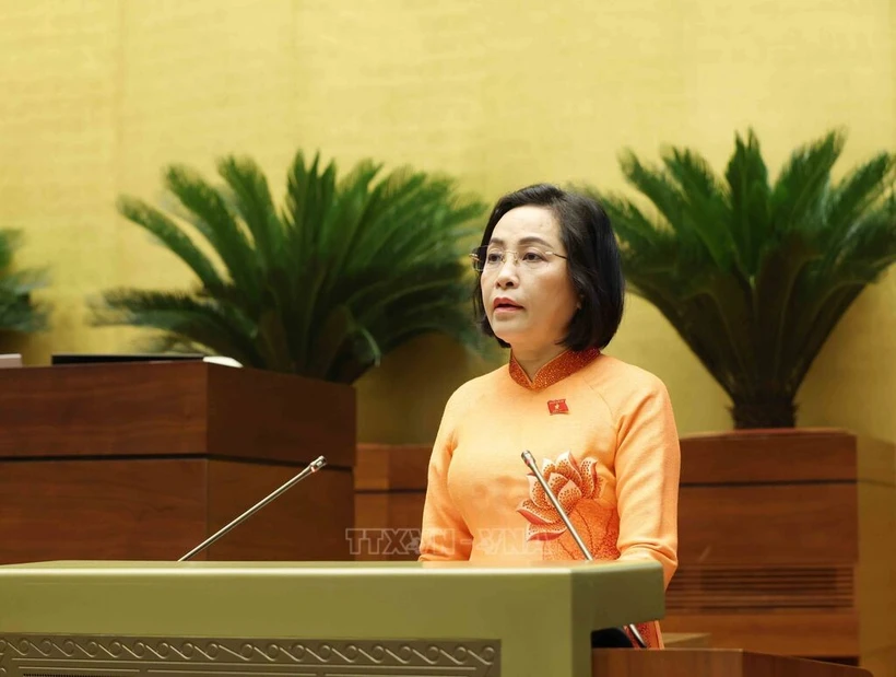 National Assembly Vice Chairwoman Nguyen Thi Thanh speaks at the plenary meeting at the hall on May 12 morning as part of the ongoing 9th session of the legislature. (Photo: VNA)